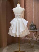 Short Champagne Floral Prom Dresses, Short Champagne Floral Formal Homecoming Dresses